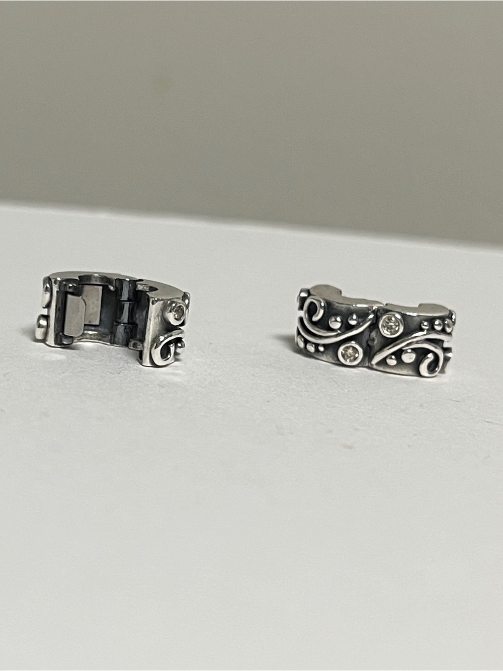 Pandora Silver Swirl Dot Decorative Charm Beads - Silver - Picture 3 of 3
